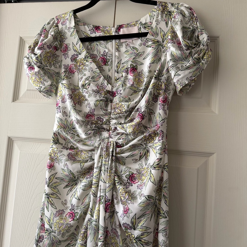 Cinq à Sept Light Washed Floral Walker Dress XS - Picture 3 of 6